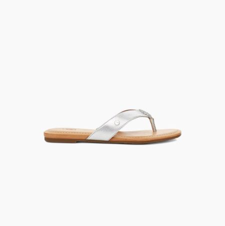 UGG Tuolumne Metallic Silver Sandals for Women (QHAW75638)